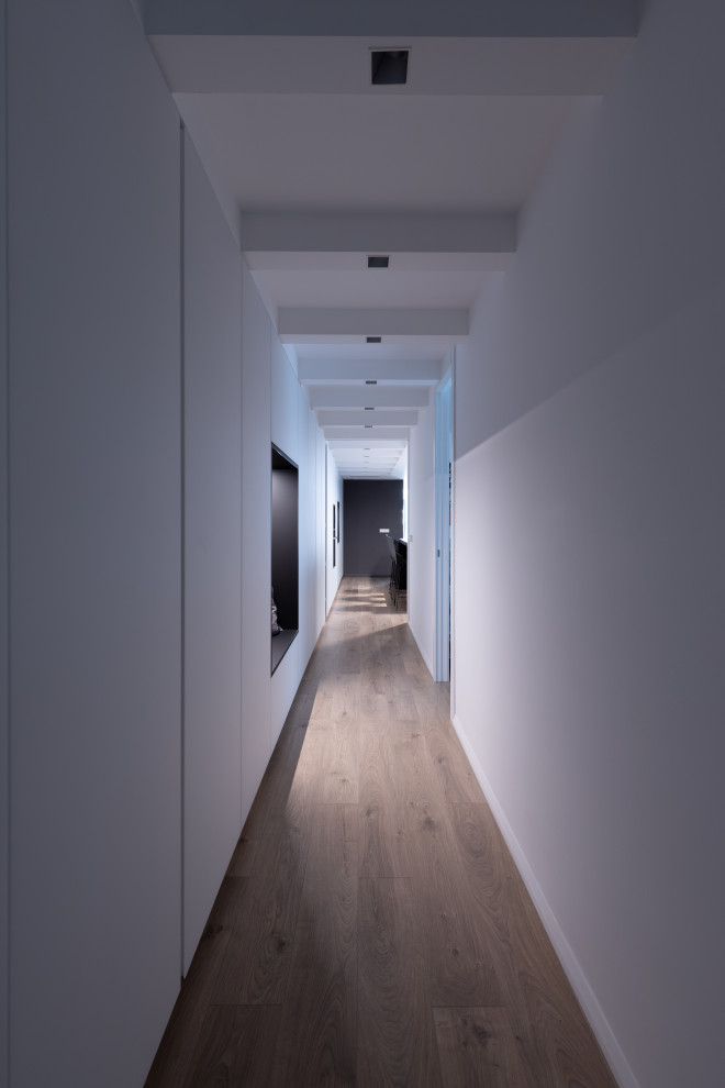 Inspiration for a large contemporary hallway in Valencia with medium hardwood floors.