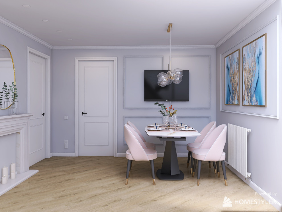 столовая- гостиная в современном стиле с элементами ар-деко