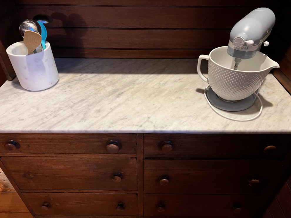 Marble island top in a kitchen with antique marble?