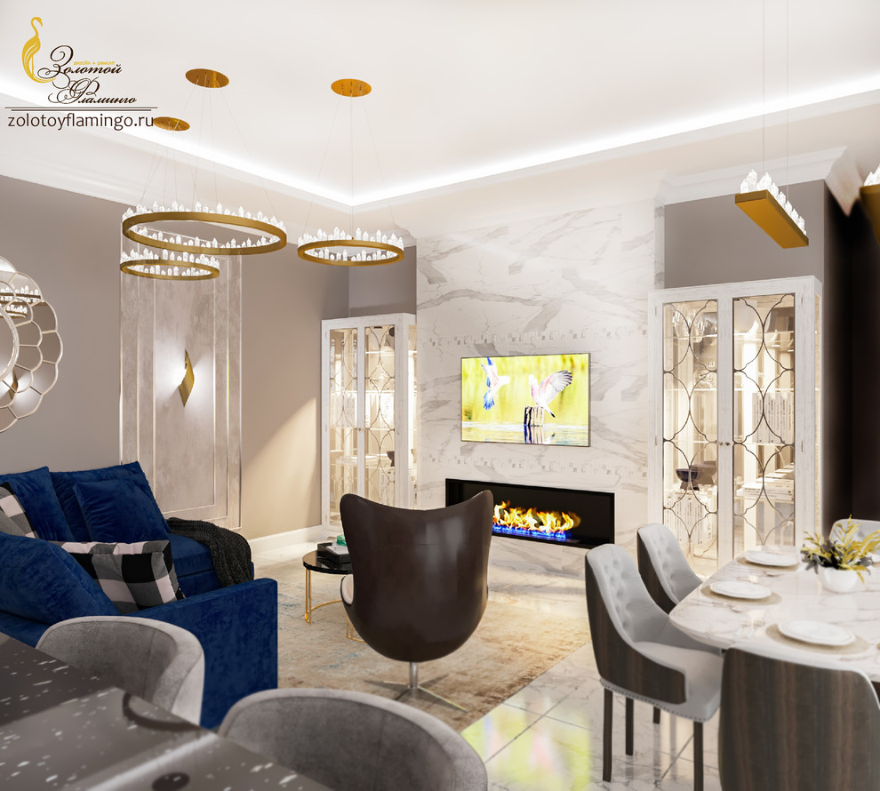 Проект гостиной в стиле Лакшери