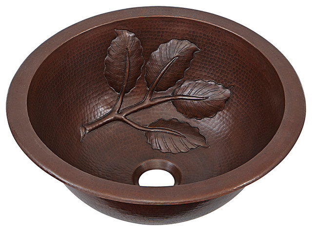 Newton 14" Dual Mount Copper Bathroom Sink With Leaf Design
