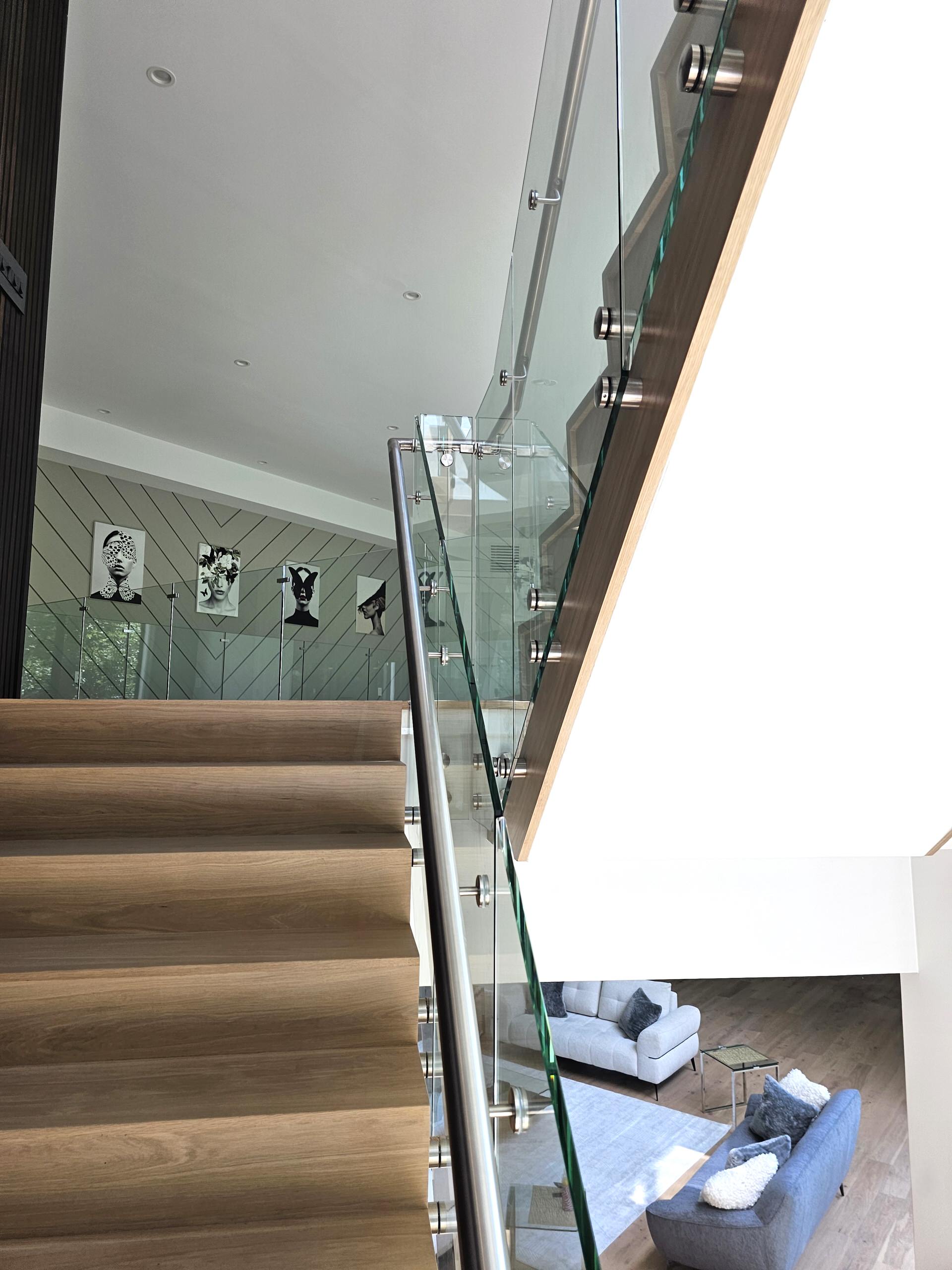 129_White Oak Slanted Riser Modern Stair, Mclean, VA 22102