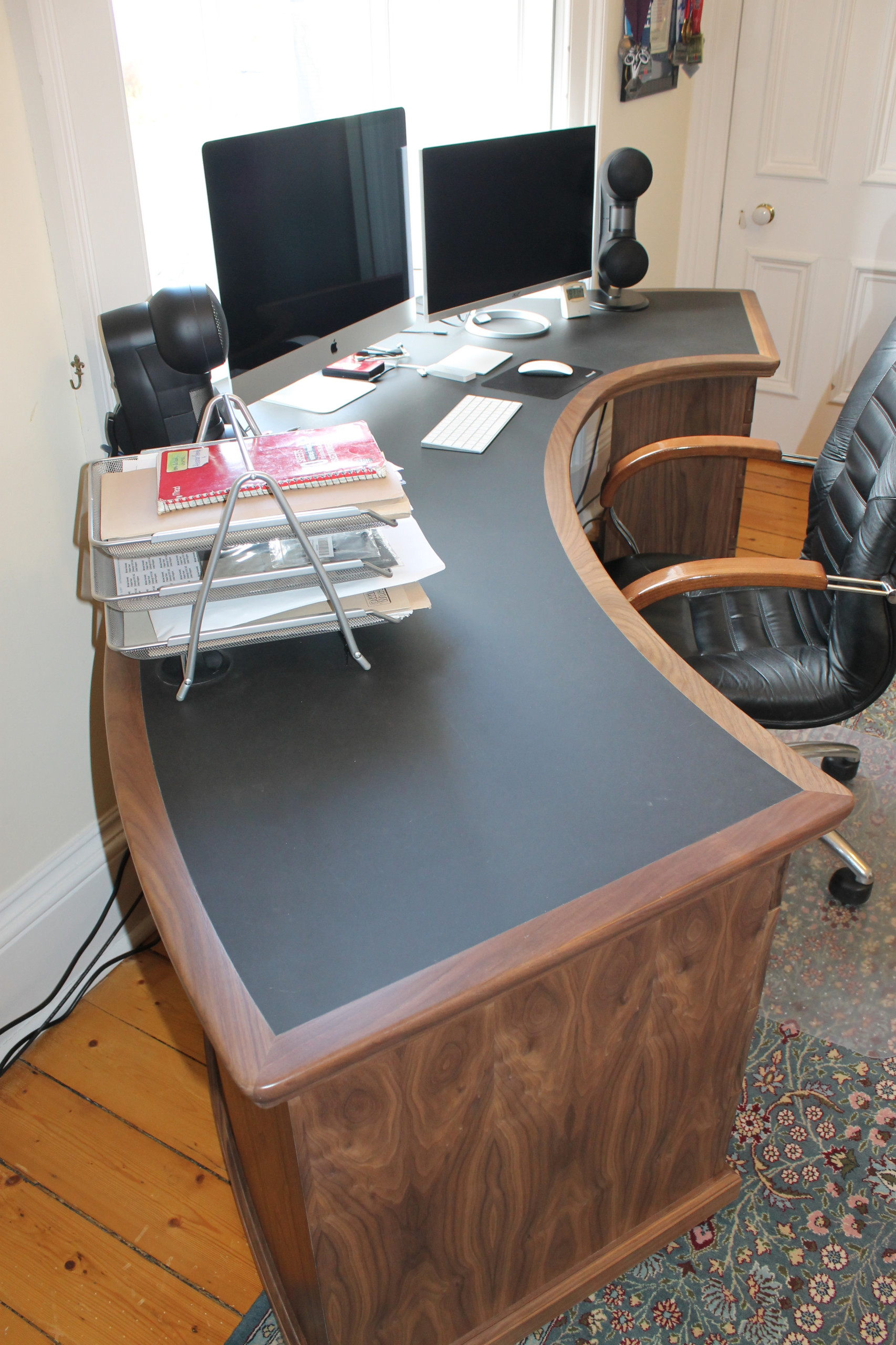 Walnut curved desk