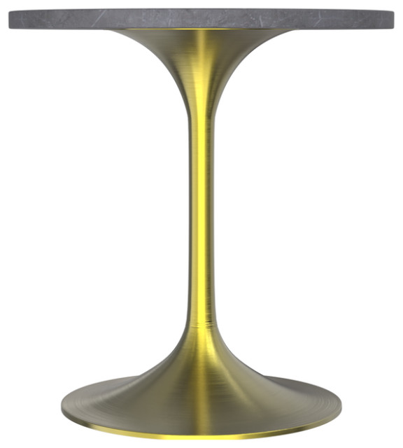 27 Round Dining Table, Brushed Gold Base with Sintered Stone Grey Top ...