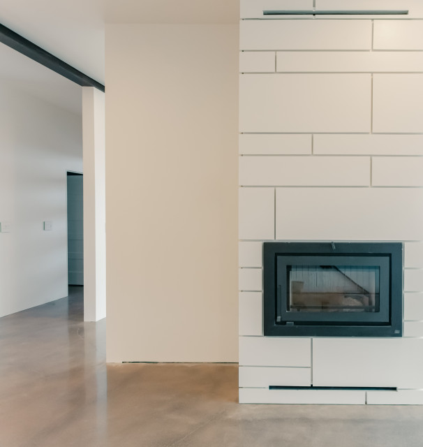 Fireplace modern-vardagsrum