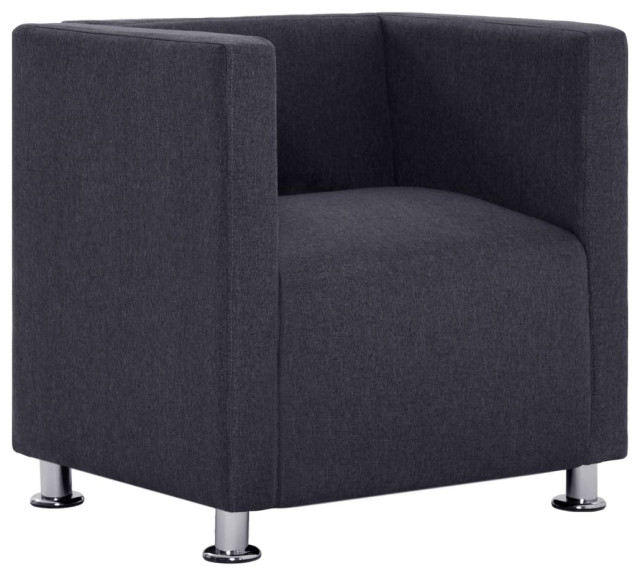 vidaXL Cube Armchair Modern Sturdy Dark Gray Polyester Home Furniture