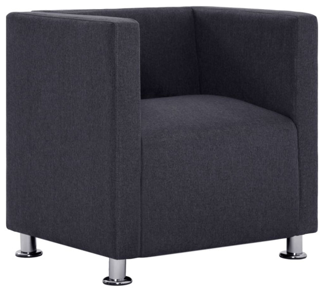 vidaXL Armchair Upholstered Accent Chair Sofa for Office Dark Gray Fabric
