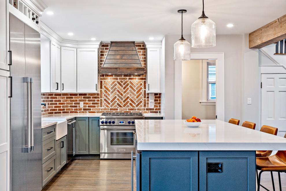 Example of a mountain style kitchen design in Boston