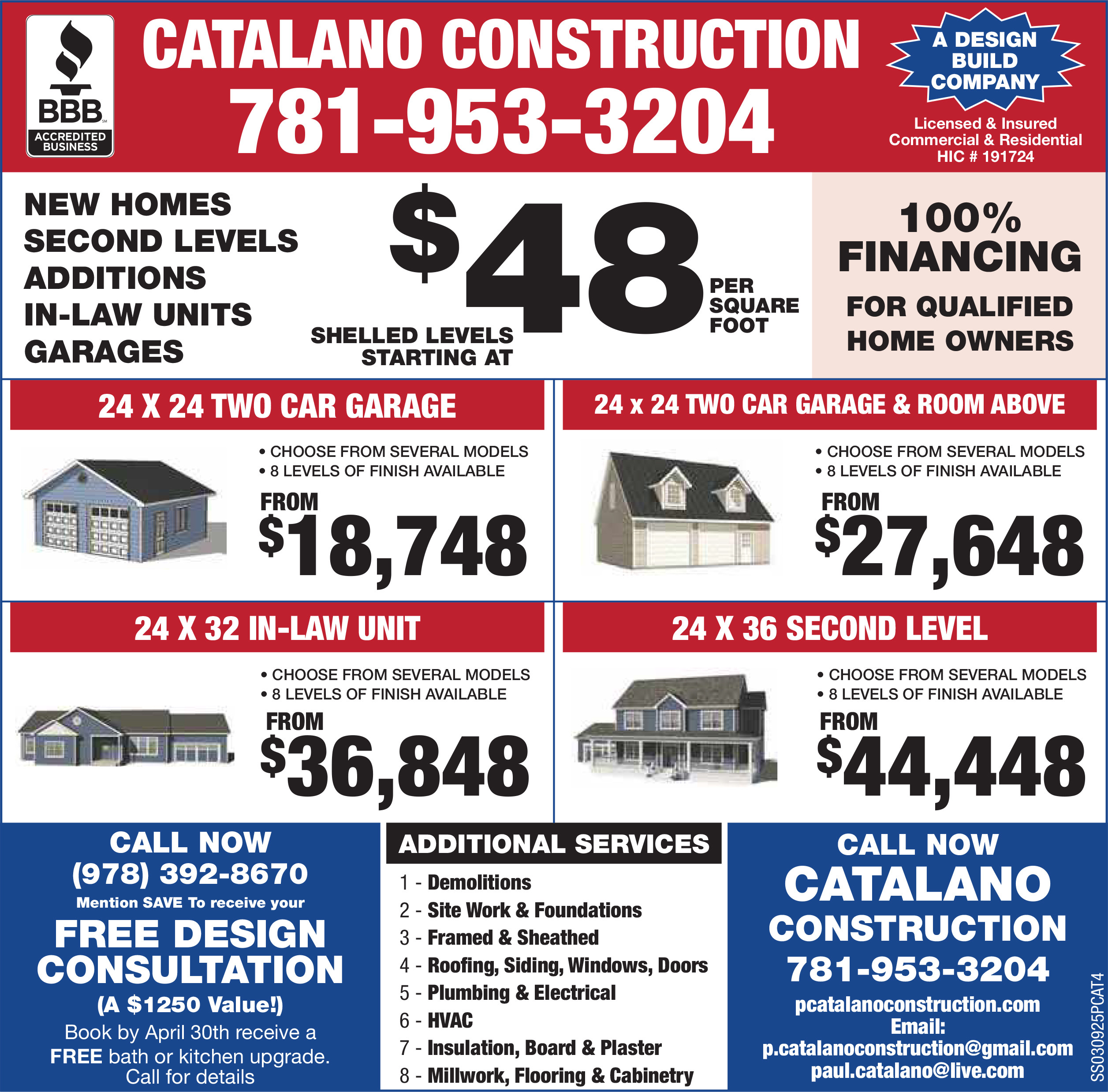 Shelled Levels starting at $8 sq/ft