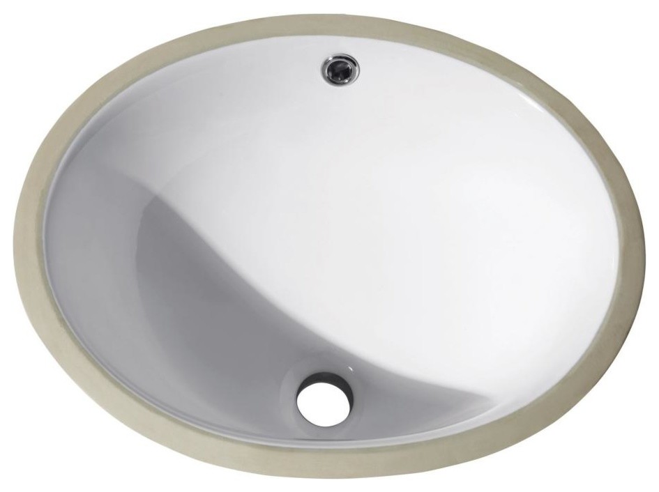 Undermount 18" Oval Vitreous China Ceramic Sink, White