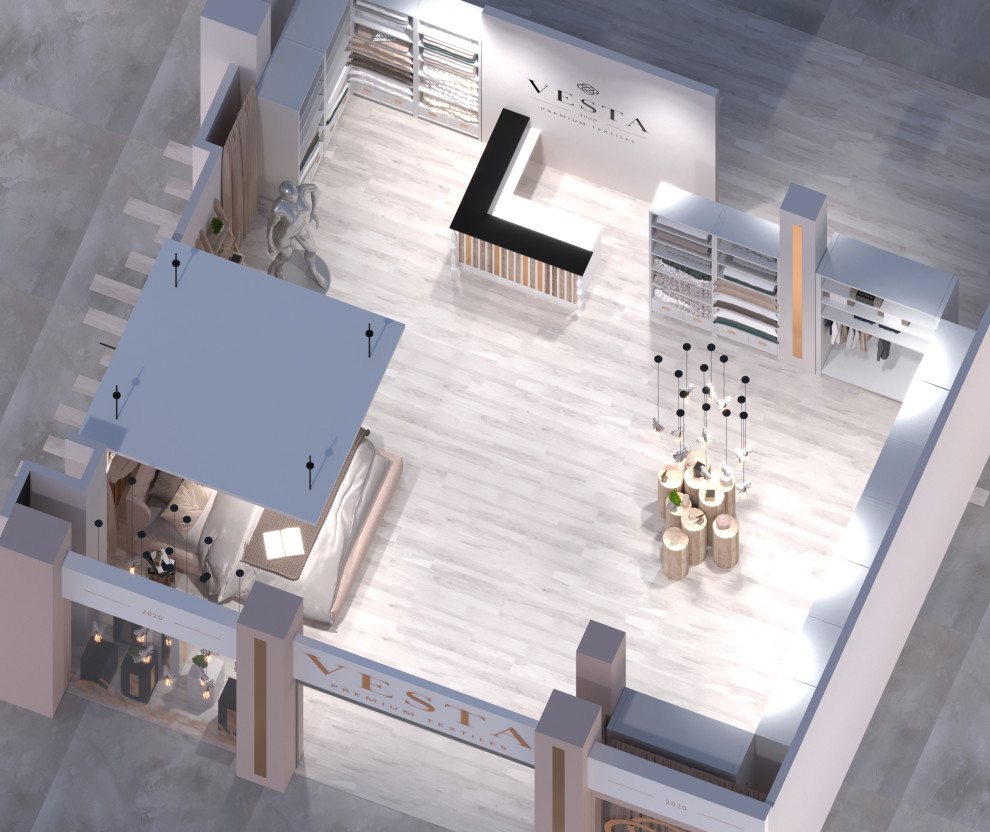 Дизайн-проект интерьера магазина премиального текстиля"VESTA"  в ТВК "Большая Ме