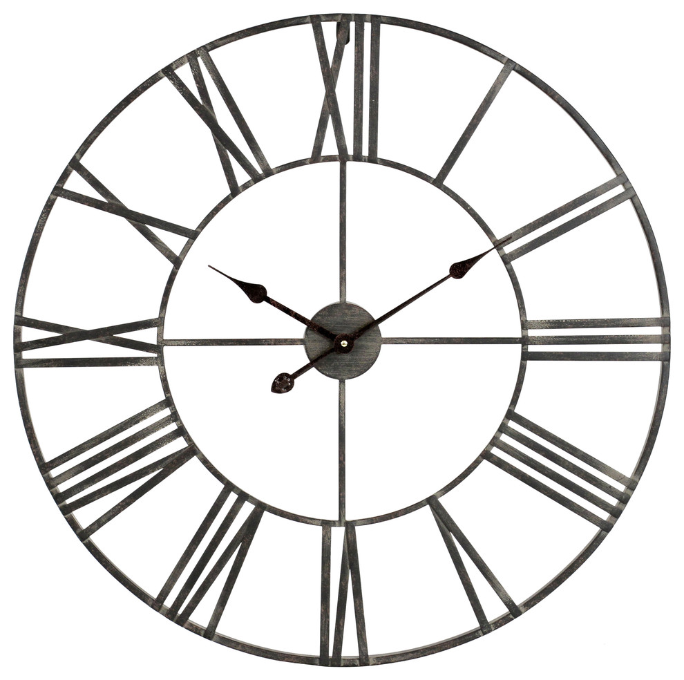 Solange Round Metal Wall Clock, 30" Industrial Wall Clocks by