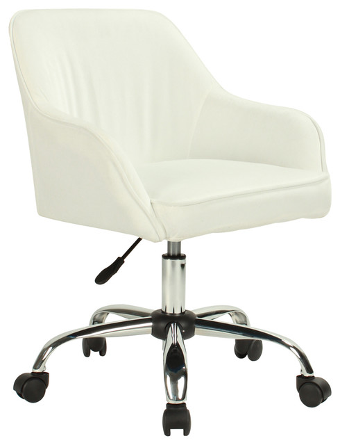 Mid Back Velvet Office Chair With Padded Seat And Lumbar Support Mid Back Velvet Office Chair With Padded Seat And Lumbar Support White