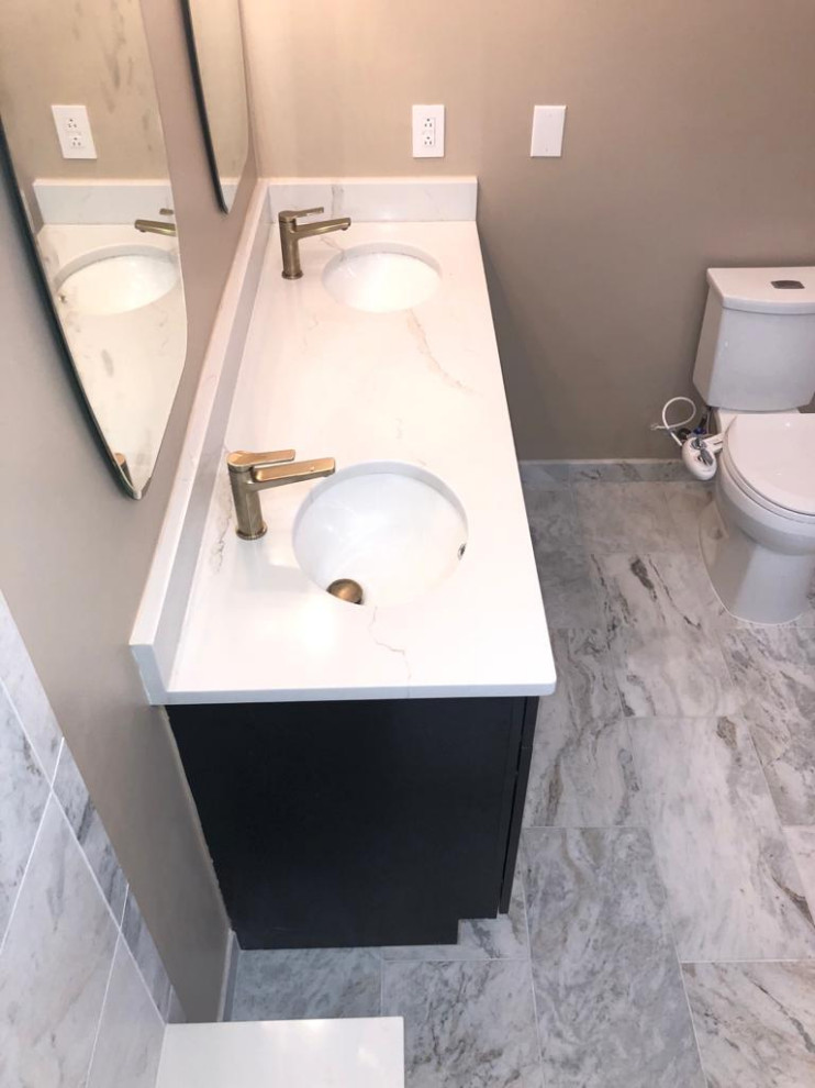 walk-in shower was build