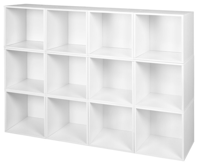 Niche Cubo Storage Set, 12 Cubes, White Wood Grain Modern Indoor