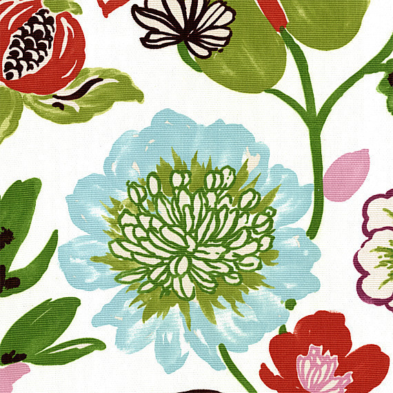 Pink and Purple Whimsical Floral Fabric Contemporary Drapery Fabric