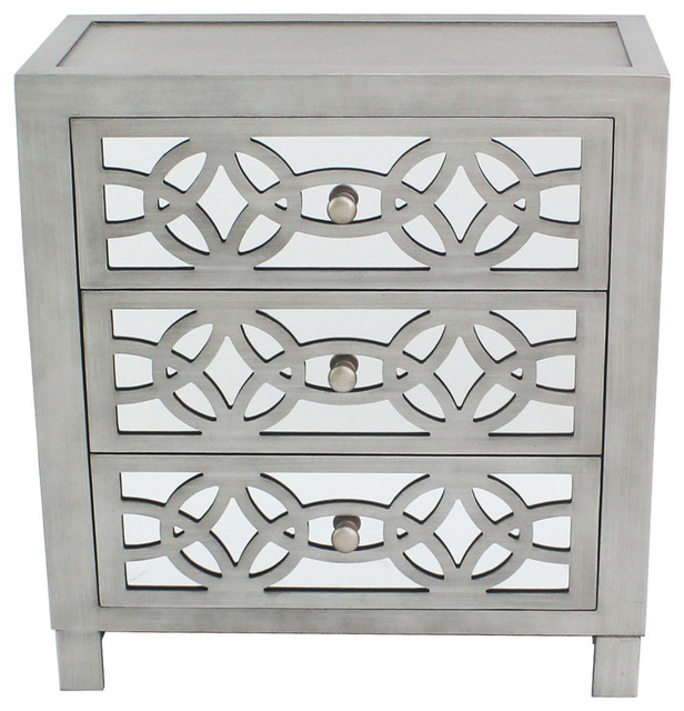 28 Glam Slam 3 Drawer Mirror Chest Pewter Transitional Accent 28 Glam Slam 3 Drawer Mirror Chest Pewter