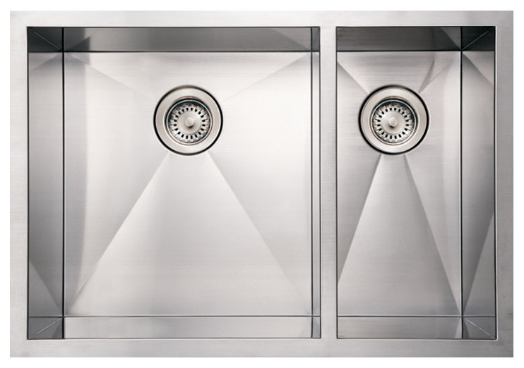 Whitehaus WHNCMD2920 Commercial Double Bowl Undermount Sink - Brushed Stainless
