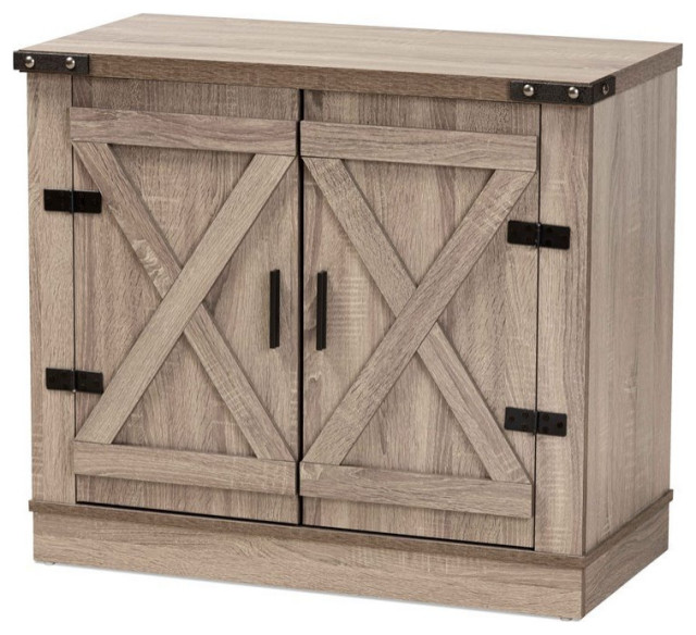 Bowery Hill Farmhouse Brown Finished Wood 2Door Shoe Storage