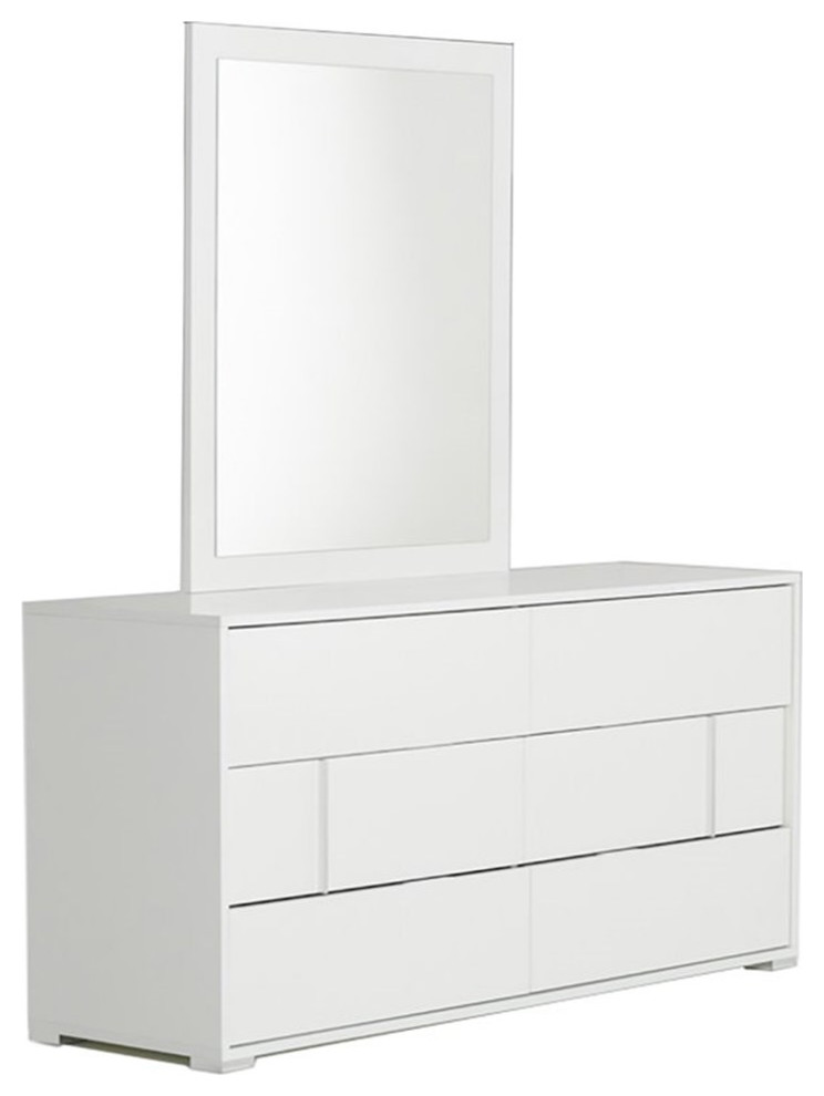 Modrest Nicla 6Drawer Solf Closing Modern MDF Wood Dresser in White