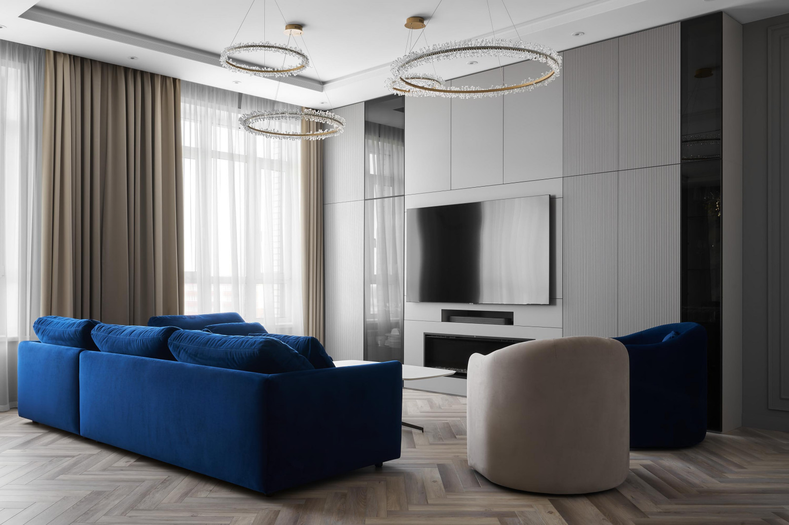 Дизайн проект квартиры 180м2  ЖК "Бульварный  переулок ". Гостиная