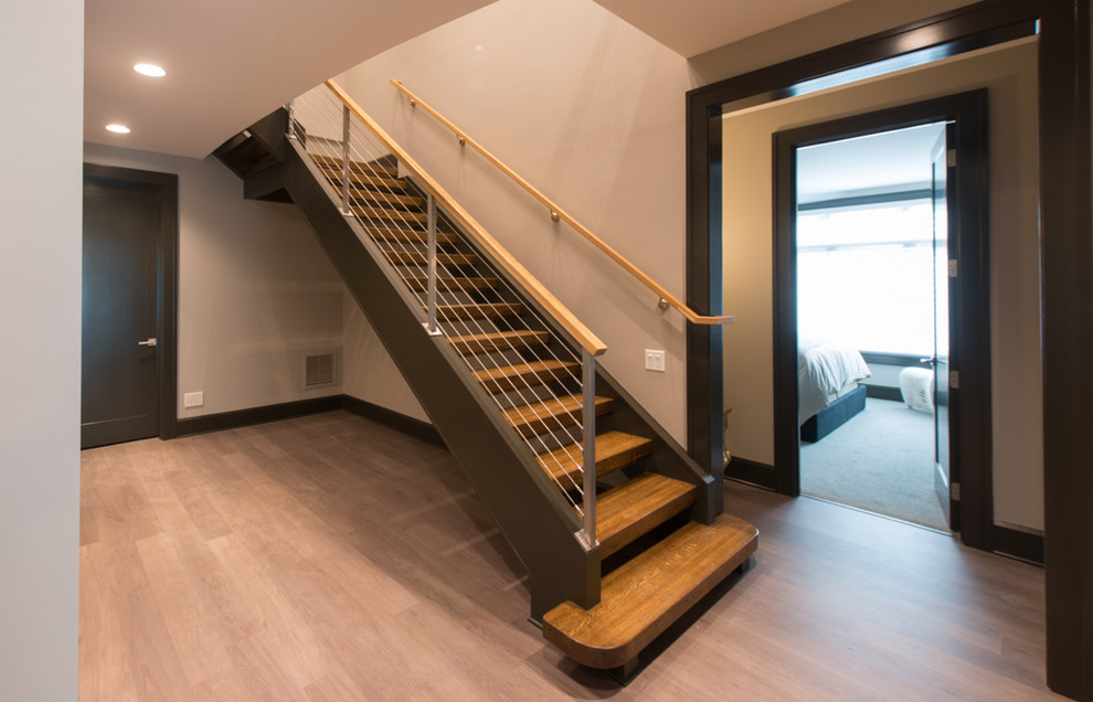 Staircase - large transitional wooden u-shaped open staircase idea