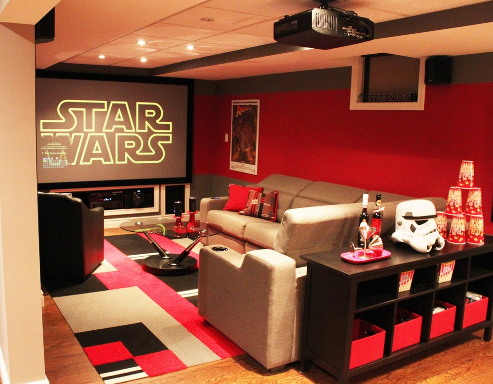 Photo of an eclectic home theatre in Toronto.