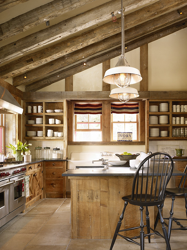 Photo of a traditional kitchen in San Francisco with open cabinets.