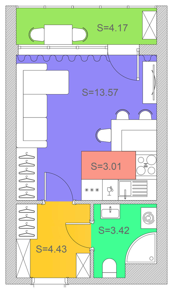 Студия в ЖК "INKERI" 28,60 м2