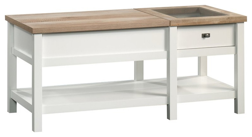 Sauder Cottage Road Engineered Wood Lift-Top Coffee Table in Soft White