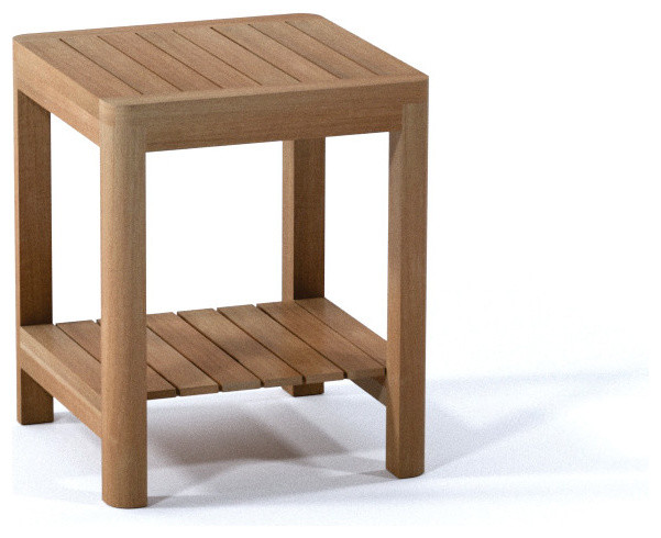 Outdoor Teak Patio Dublin Shower Spa Bench With Bottom Shelf
