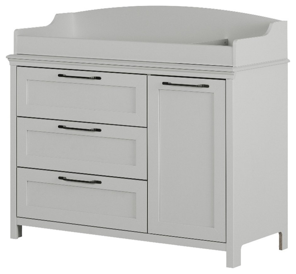 Pemberly Row Modern Changing Table with Station Wide Soft Gray