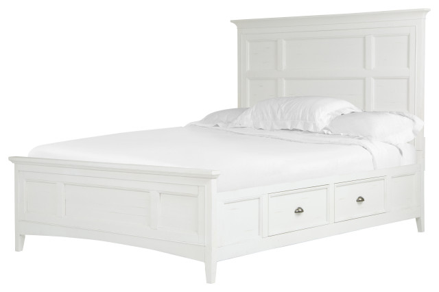 Complete Queen Panel Bed With Storage Rails