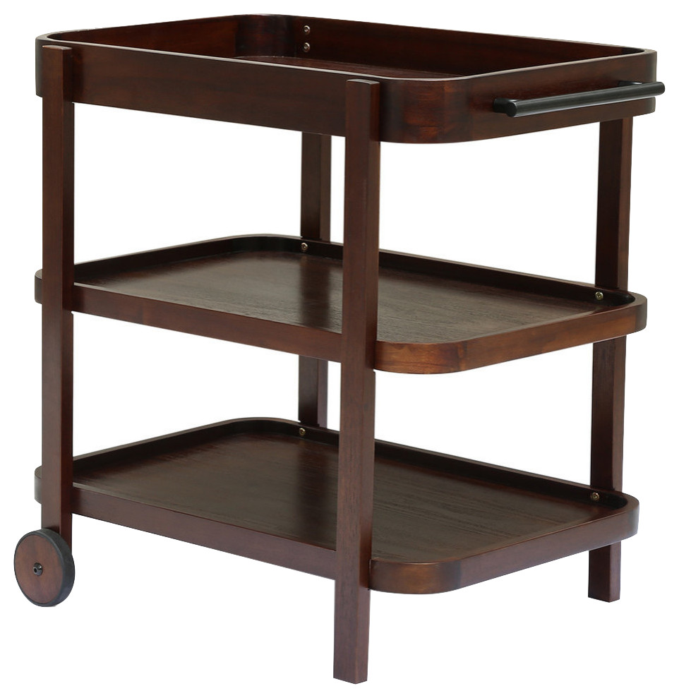 GDF Studio Selleck Rustic Acacia Wood Bar Cart With Shelves
