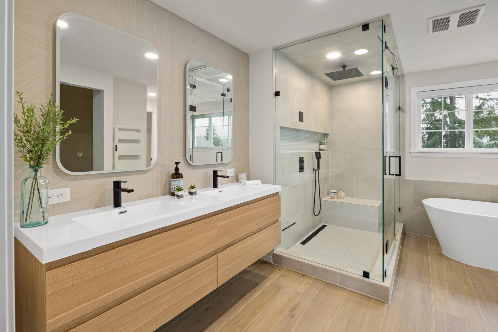 Zen Master Bathroom with large Steam room - Contemporary - Bathroom ...
