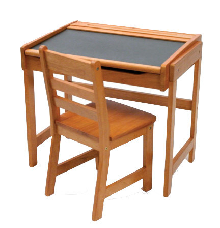 Child S Desk With Chalkboard Top And Chair Pecan Pecan