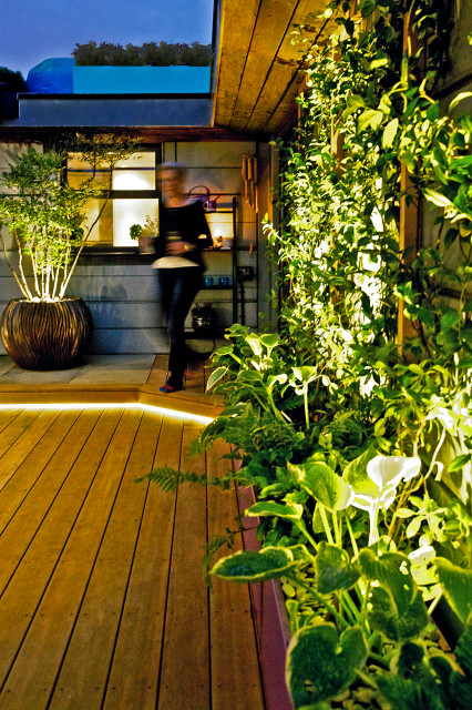 Wapping Roof Garden: Outdoor Cosiness, Landscape Creativity Lighting Cleverness industrial-terrace