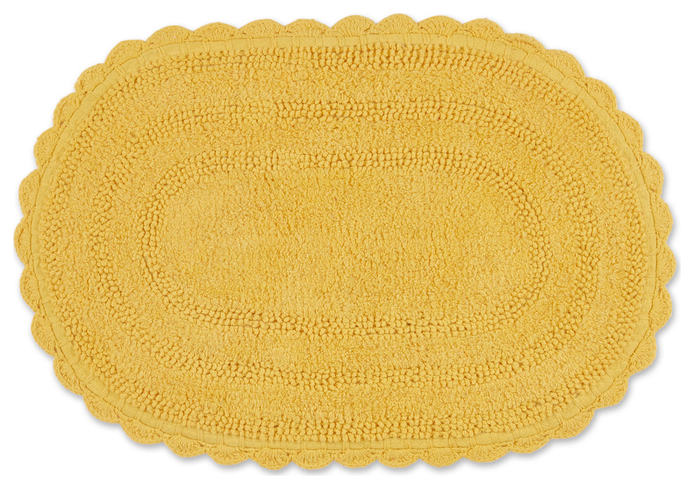 Yellow Small Oval Crochet Bath Mat Contemporary Bath Mats by