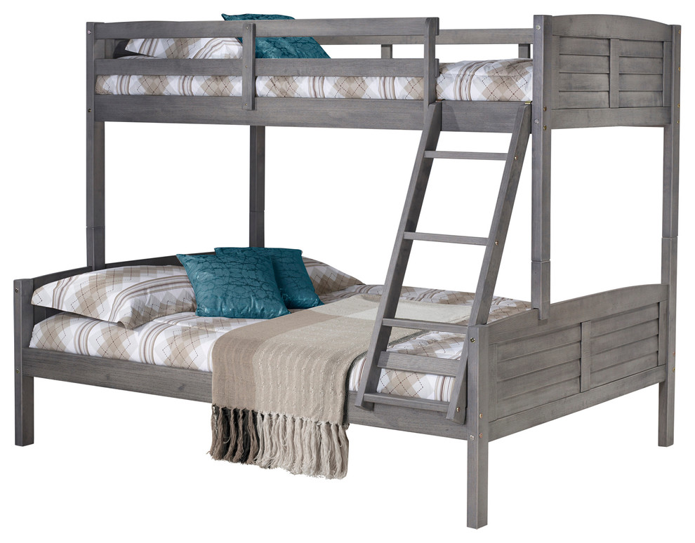Donco Kids Louver Bunk, Twin Over Full Farmhouse Bunk Beds by