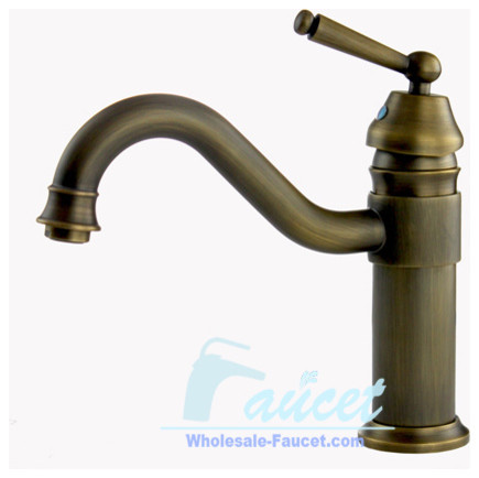 Antique Brass Single Handle Centerest Bathroom Faucet