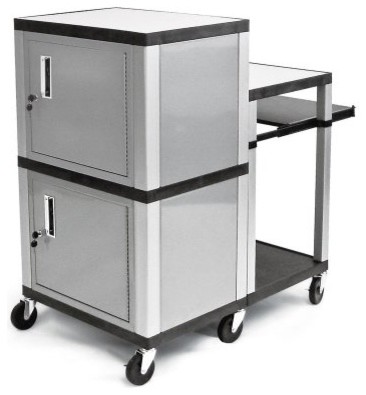 Luxor Tuffy Adjustable Height Presentation Station with Dual Security Cabinets -