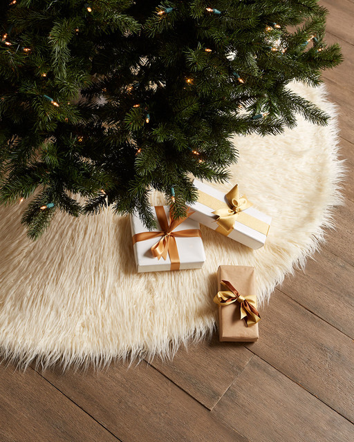 Faux Mongolian Lamb Christmas Tree Skirt from Horchow.com