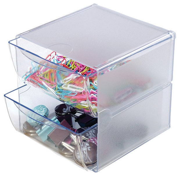 Shop Houzz Deflecto 2Drawer Cube Organizer, Clear Plastic, 6"x71/8