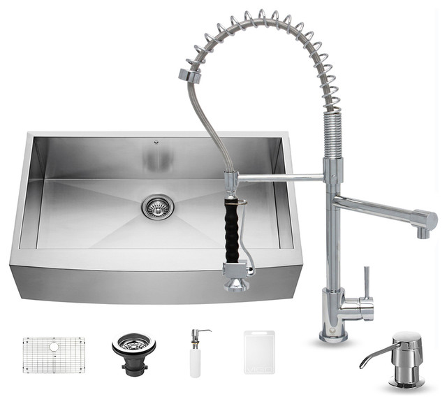 VIGO All-in-One 36-inch Stainless Steel Farmhouse Kitchen Sink and Zurich Chrome