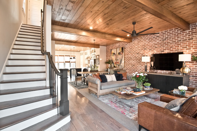 Entry, Living and Staircase industrial-wohnbereich
