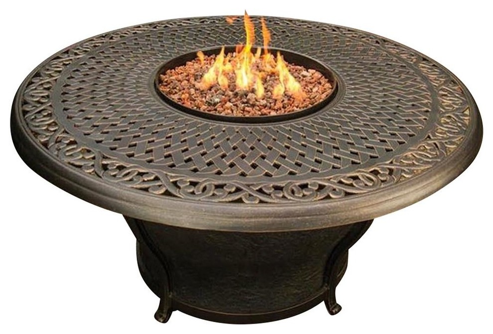 Charleston 48 Inch Round Cast Top Gas Fire Pit Table ...