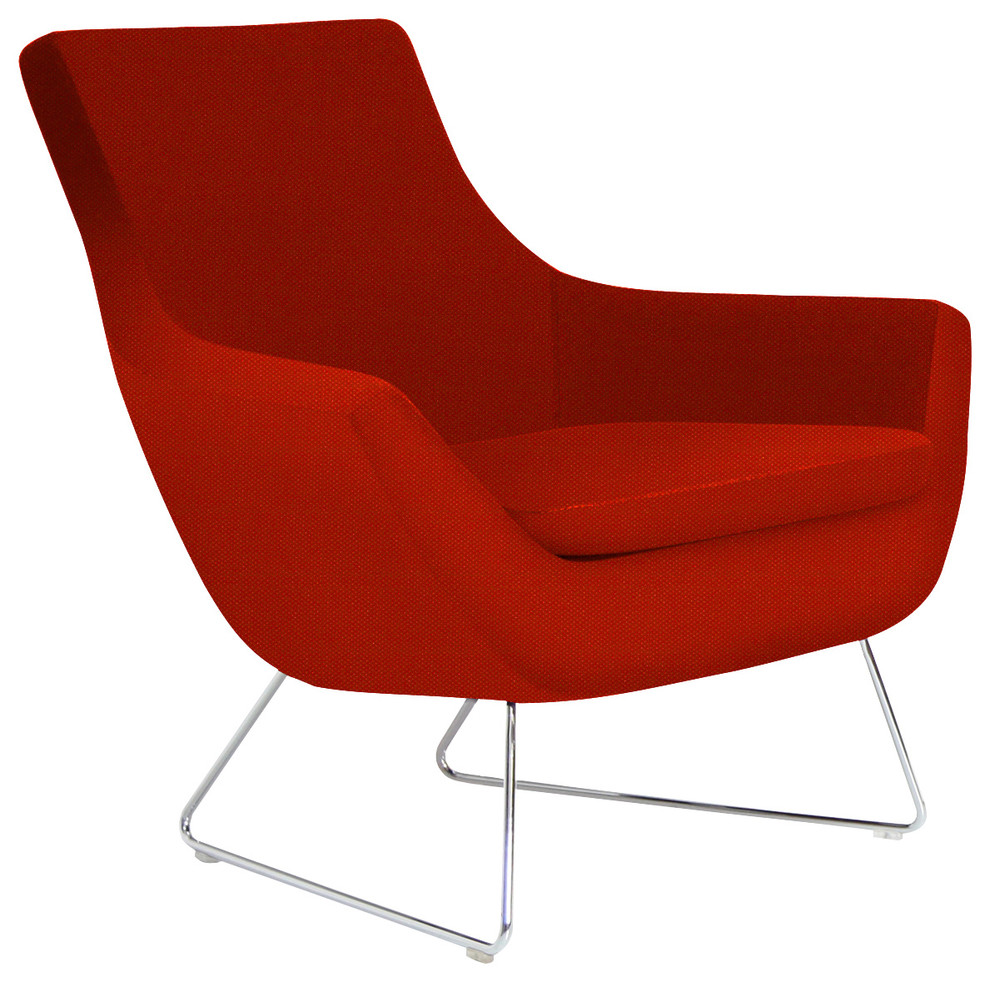 Rebecca Wire Chair, Chrome Plated Steel Tubes Base, Orange Fabric, Oalo