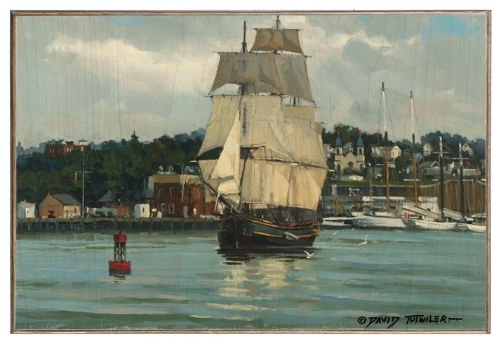 The HMS Bounty Under Sail, Birch Wood Print