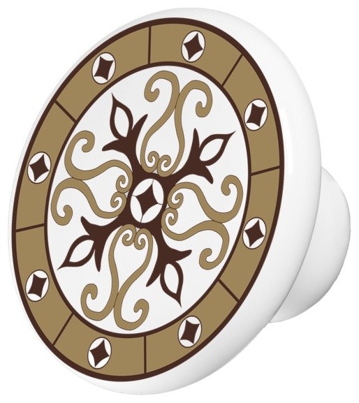Vintage Mosaic Circle 1 Ceramic Drawer Knob Mediterranean