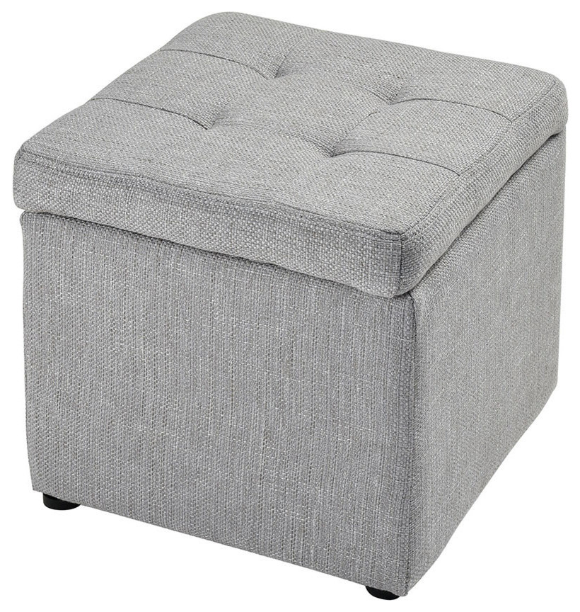 Mckenna Gray Linen Ottoman Contemporary Footstools And Ottomans